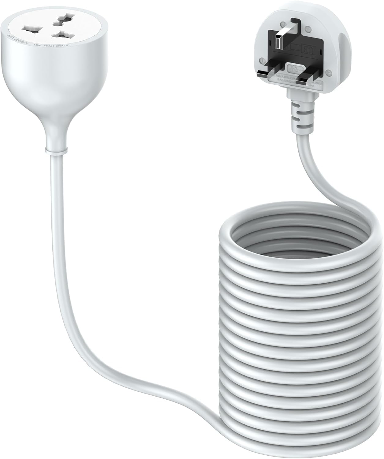 1 Way 5 Meters Universal Outlet Power Extension Cord, Power Strip 5M Single Socket Cable Extender, 2500W One Plug Electric Wire