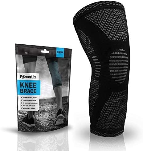 POWERLIX Knee Compression Sleeve - Best Knee Brace for Men & Women - Knee Support for Running, Basketball, Weightlifting, Gym, Workout, Sports - Please Cheque Sizing Chart