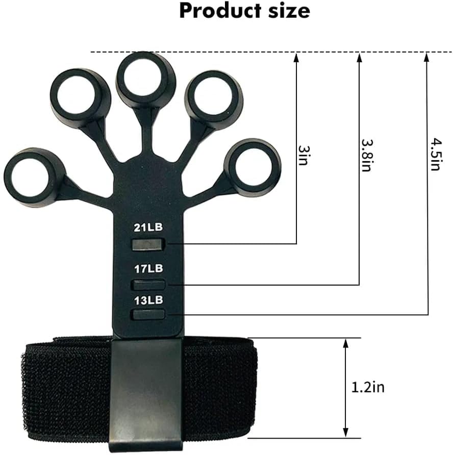 Hand Grip Strengthener - 4 Piece Adjustable Finger Exerciser and Finger Stretcher - Grip Strength Trainer for Hand Therapy, Rock Climbing - Relieve Pain for Arthritis, Carpal Tunnel