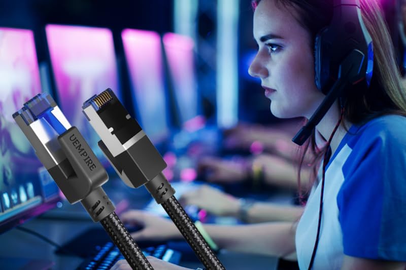 Cat8 Ethernet Cable, 40Gbps, 2000MHz, RJ45 Network Cable for Gaming (10M)