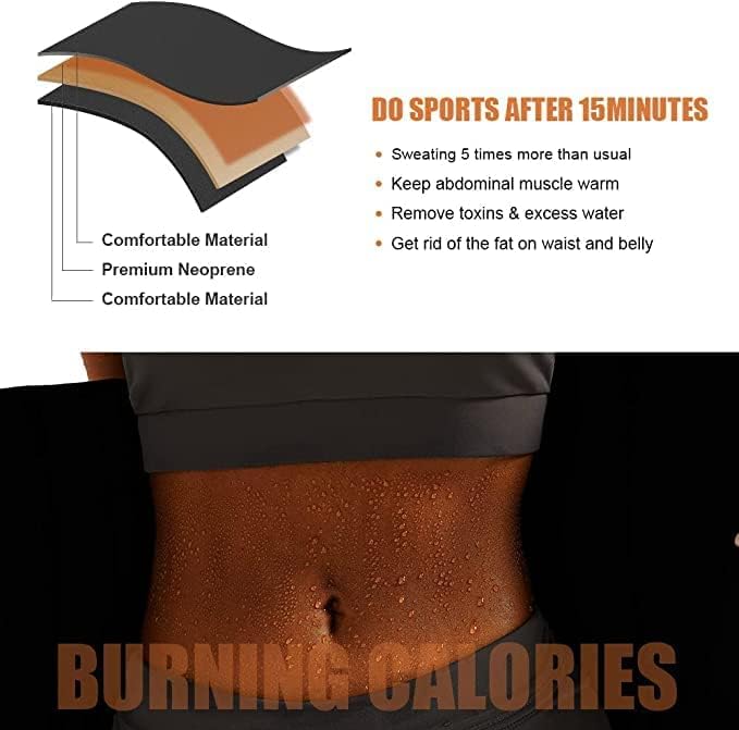 WALI SPORTS Adjustable Waist Trainer - Sauna Belt for Belly Body Shaping - Compression Wrap for Women and Men - Plus Size Waist Trimmer Corset