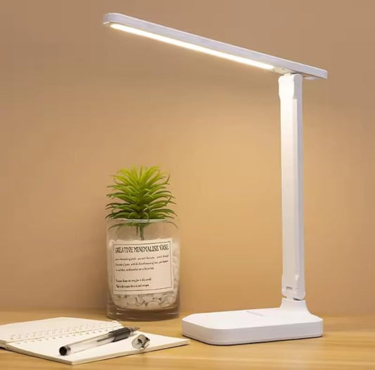 Desk Lamp, LED, White, Plastic, Rechargeable, Touch Control, Anti-Blue Light, Eye-Caring, Study & Reading, Office & Home
