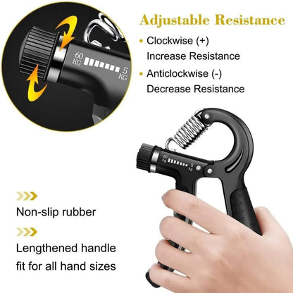 WALI SPORTS 5 Pack Hand Grip Strengthener Trainer Kit - Hand Strengthener & Grip Strength Kit - Forearm Grip Adjustable Resistance - Finger Stretcher, Hand Gripper, Finger Exerciser for Men/Women