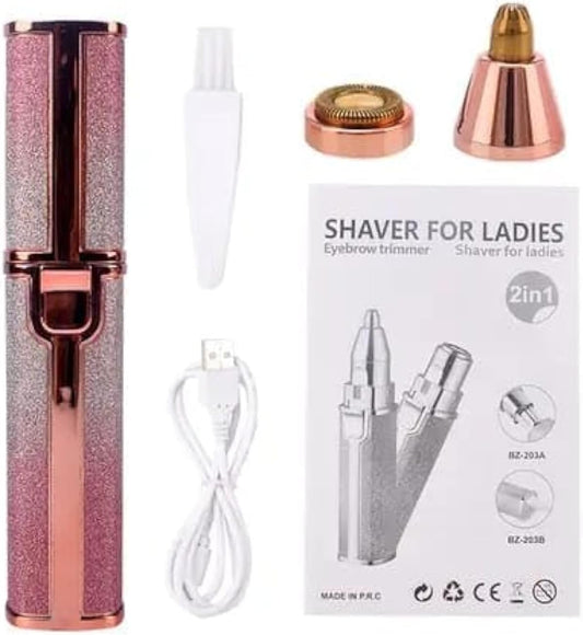 UMPIRE 2-in-1 Facial Hair Remover, Eyebrow Trimmer for Women, LED Light (Pink)