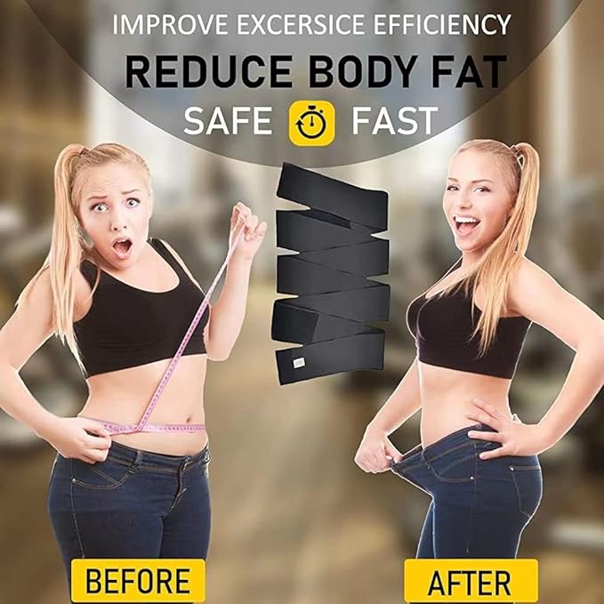 Waist wrap, waist trainer for women with loop design, tightness adjustable & non-slip, plus size, invisible & flexible for stomach, lower belly fat, post partum black (5m)