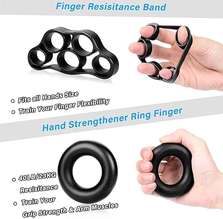 WALI SPORTS 5 Pack Hand Grip Strengthener Trainer Kit - Hand Strengthener & Grip Strength Kit - Forearm Grip Adjustable Resistance - Finger Stretcher, Hand Gripper, Finger Exerciser for Men/Women