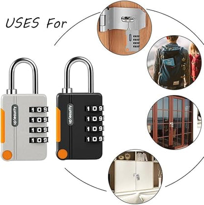WALI SPORTS Gym Locks Resettable Password with High Security, Lock Gym 4 Digit Keyless Lock Combination For Safe Security Padlock 2 Piece