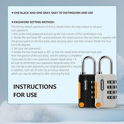 WALI SPORTS Gym Locks Resettable Password with High Security, Lock Gym 4 Digit Keyless Lock Combination For Safe Security Padlock 2 Piece