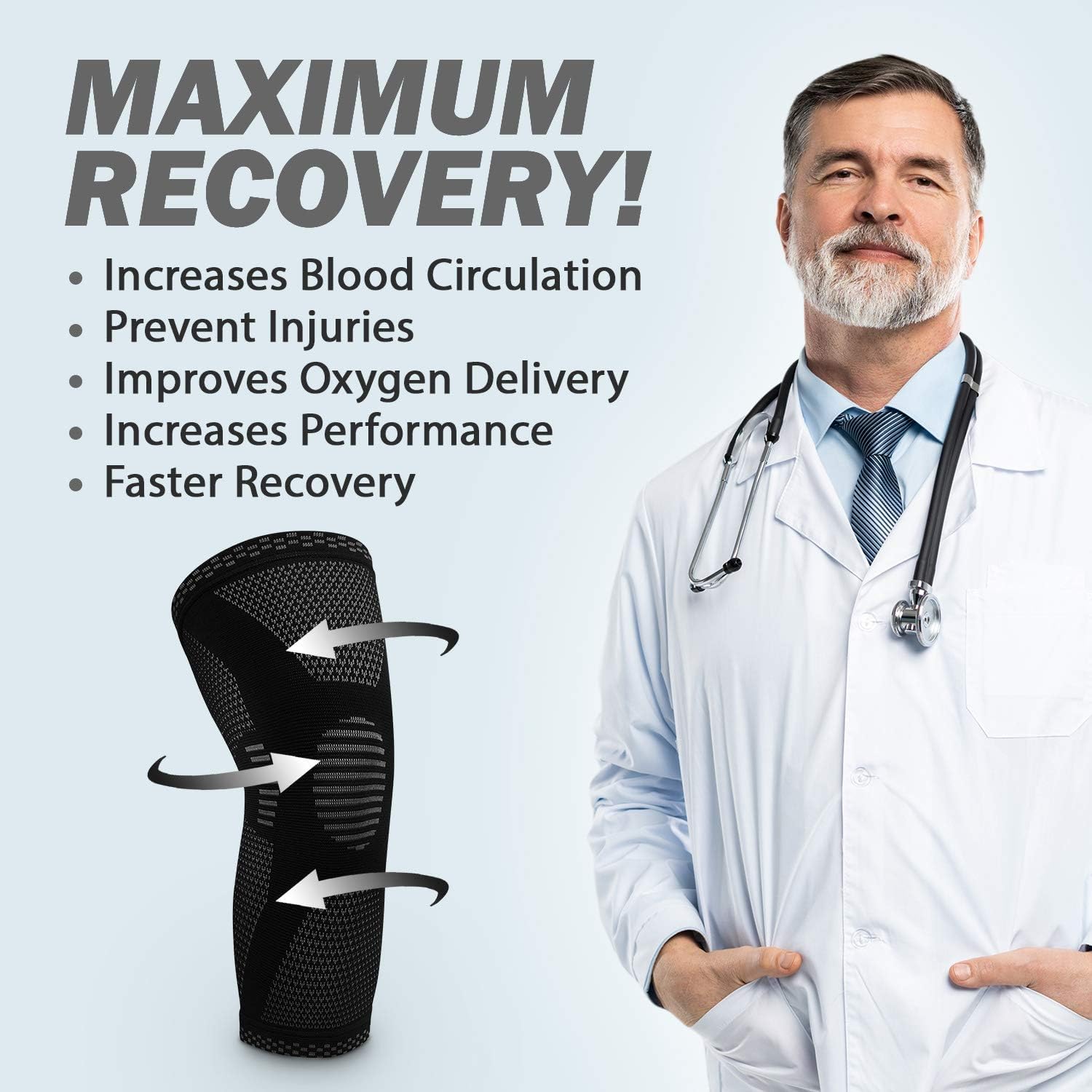 POWERLIX Knee Compression Sleeve - Best Knee Brace for Men & Women - Knee Support for Running, Basketball, Weightlifting, Gym, Workout, Sports - Please Cheque Sizing Chart