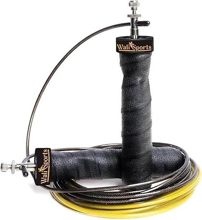 WALI SPORTS Adjustable Jump Rope with Tangle-Free Ball Bearing Skipping Rope for Gym & Outdoor Use