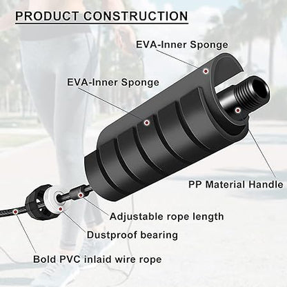 WALI SPORTS Jumping Rope Tangle-Free with Ball Bearings Jump Rope Adjustable and Memory Foam Handle Skipping Rope Ideal for Fitness for Kids and Adults