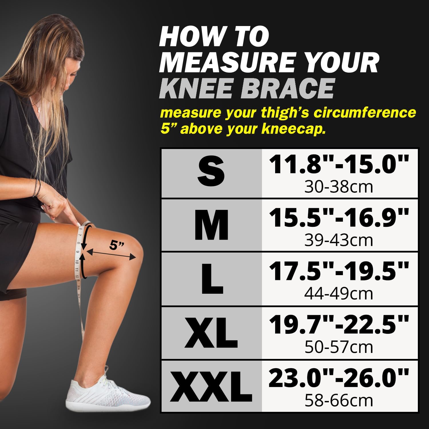 POWERLIX Knee Compression Sleeve - Best Knee Brace for Men & Women - Knee Support for Running, Basketball, Weightlifting, Gym, Workout, Sports - Please Cheque Sizing Chart